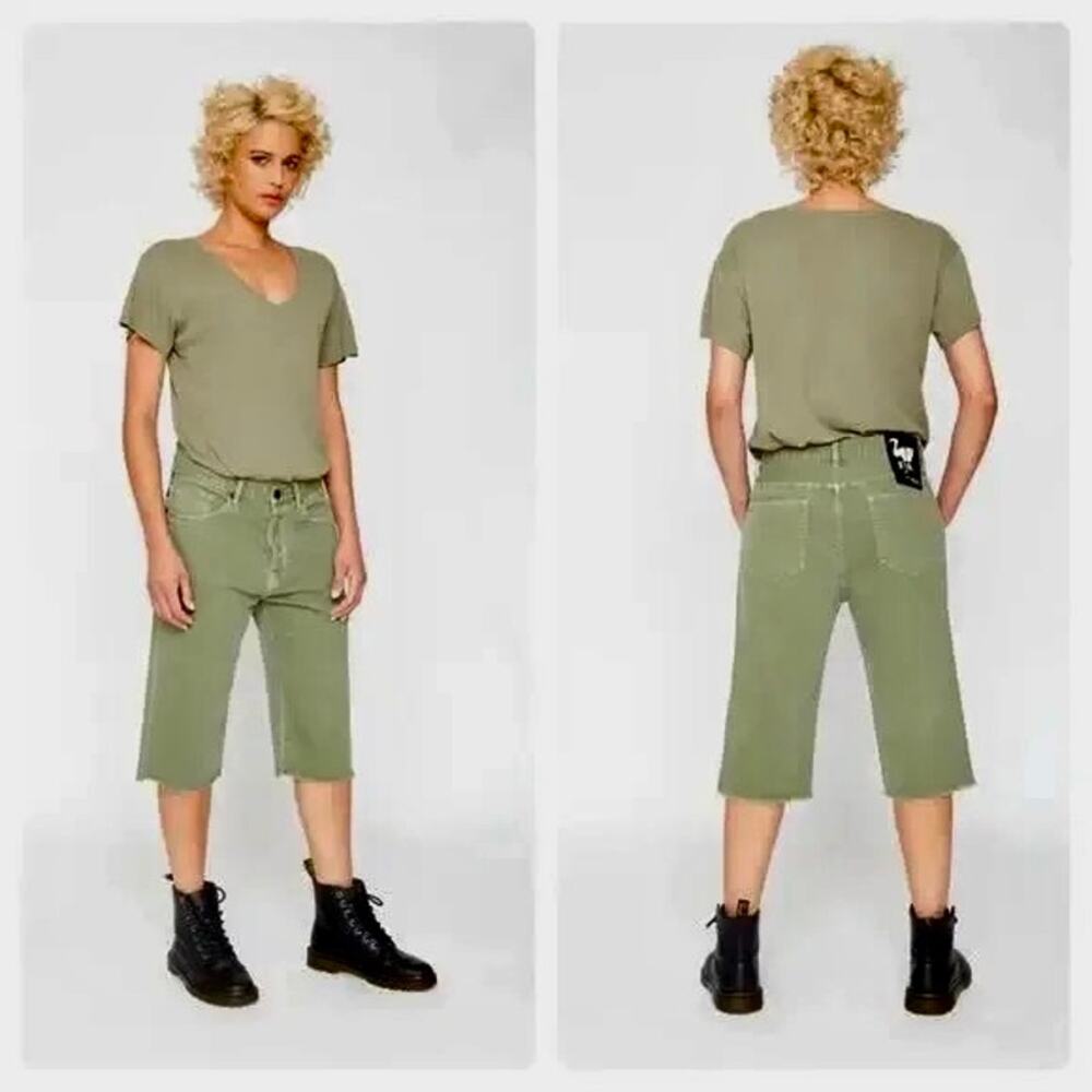 Free people x Sandrine Army Green Bermuda shorts Grunge Sz27 oversized Ret$138β